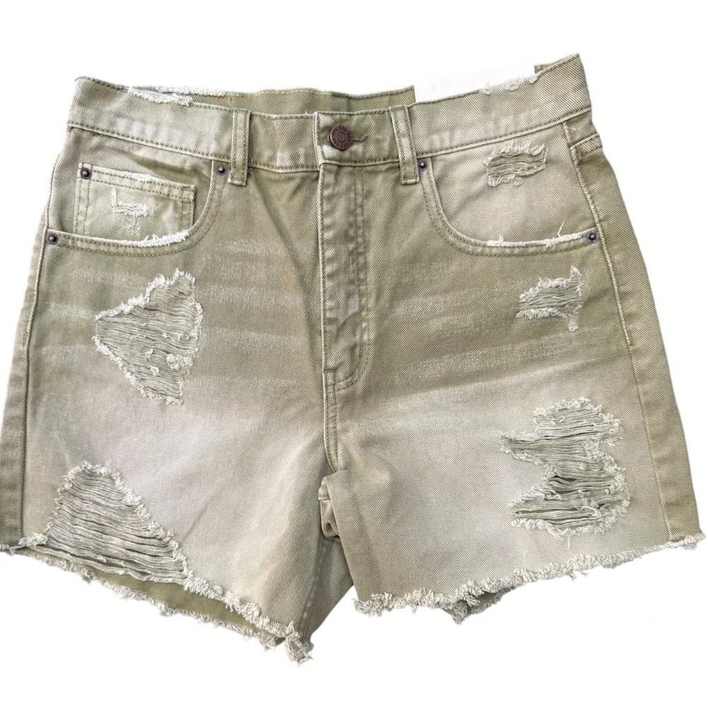 NWT BDG Dropped Waist Destroy Short Moss Green 27 Olive‎ Army